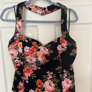 Maeve Black Floral Tank Top